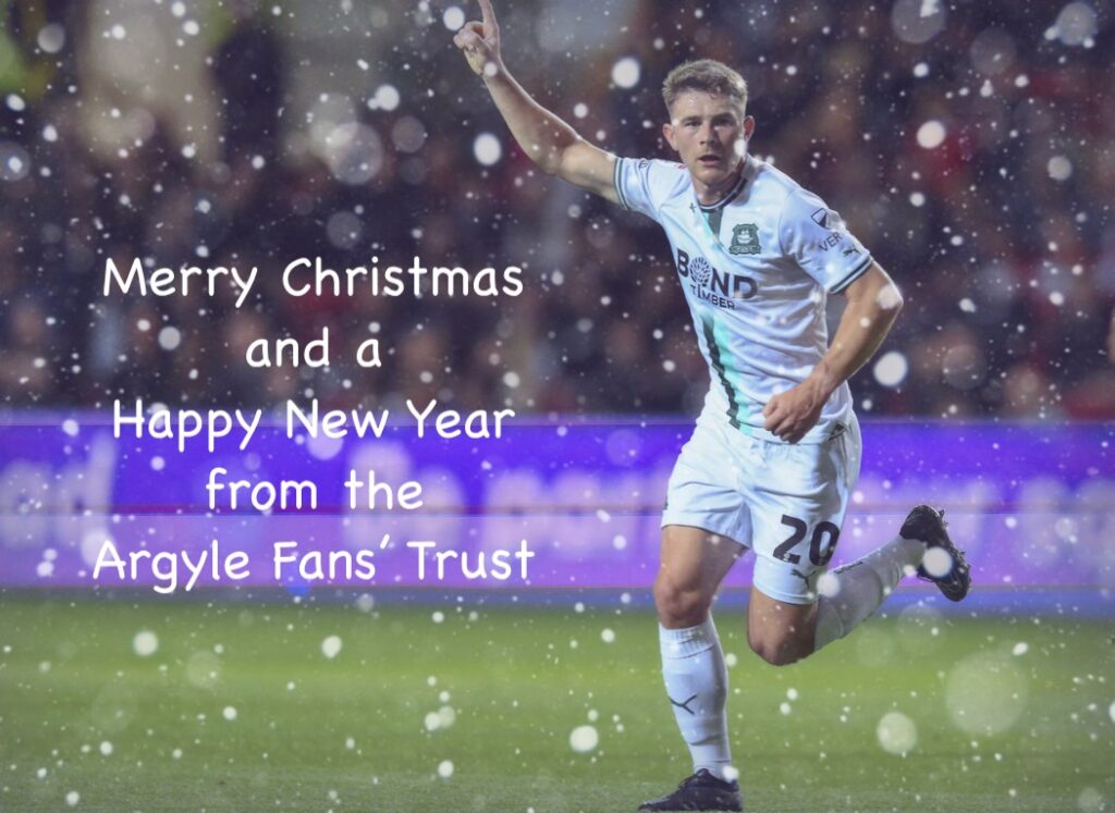 A photo of our sponsored player Adam Randell, with a snowy effect and Christmas greeting.